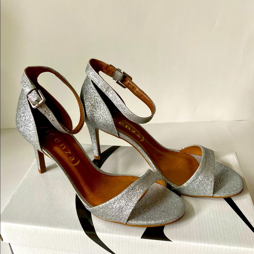 Anthropologie Vicenza Glitter Prata Sandal
